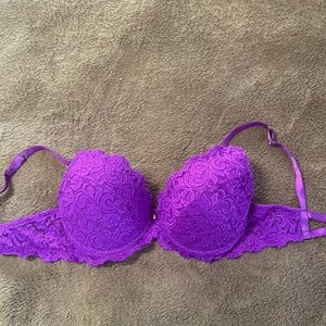 Smart & Sexy 38D Purple Lace Underwire Padded Push Up Bra, 85046